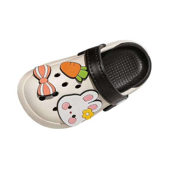 Lusa Summer Cute Beach Lightweight Kids Slippers with Holes and 3D Design of Rabbits & Carrots Boys and Girls Casual Thick-Soled Non- Sandals for Outdoor Play Wear White 10-11 Years