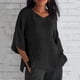 thumbnail image 2 of Vestidos Casuales Para Mujer, Blusas De Mujer De Moda Moda de verano para mujer, cuello en V, ocio, manga tres cuartos, color liso, 2 of 6