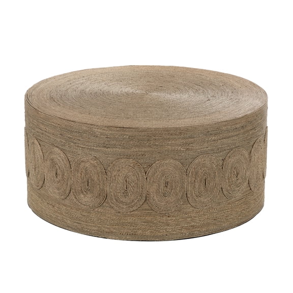 DecMode 36" x 17" Brown Seagrass Handmade Woven Coffee Table with Round Weave, 1-Piece