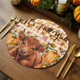 thumbnail image 5 of Fall Round Placemats Set of 4 Pumpkin Cow Place Mats Thanksgiving Woven Placemat Maple Leaves Orange Plaid It's Fall Y'all Circle Braided Table Mat for Kitchen Dining Table Party Home Decor 15 Inch, 5 of 9