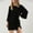 Black, variant on Women's Fall Long Sleeve Mini Dress Elegant Solid Crew Neck Loose Short Dresses Trendy Notched Hem Sportswear Dress