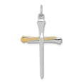 thumbnail image 3 of 925 Sterling Silver Rhodium Plated and Vermeil Nail Cross Shaped Pendant, 3 of 5