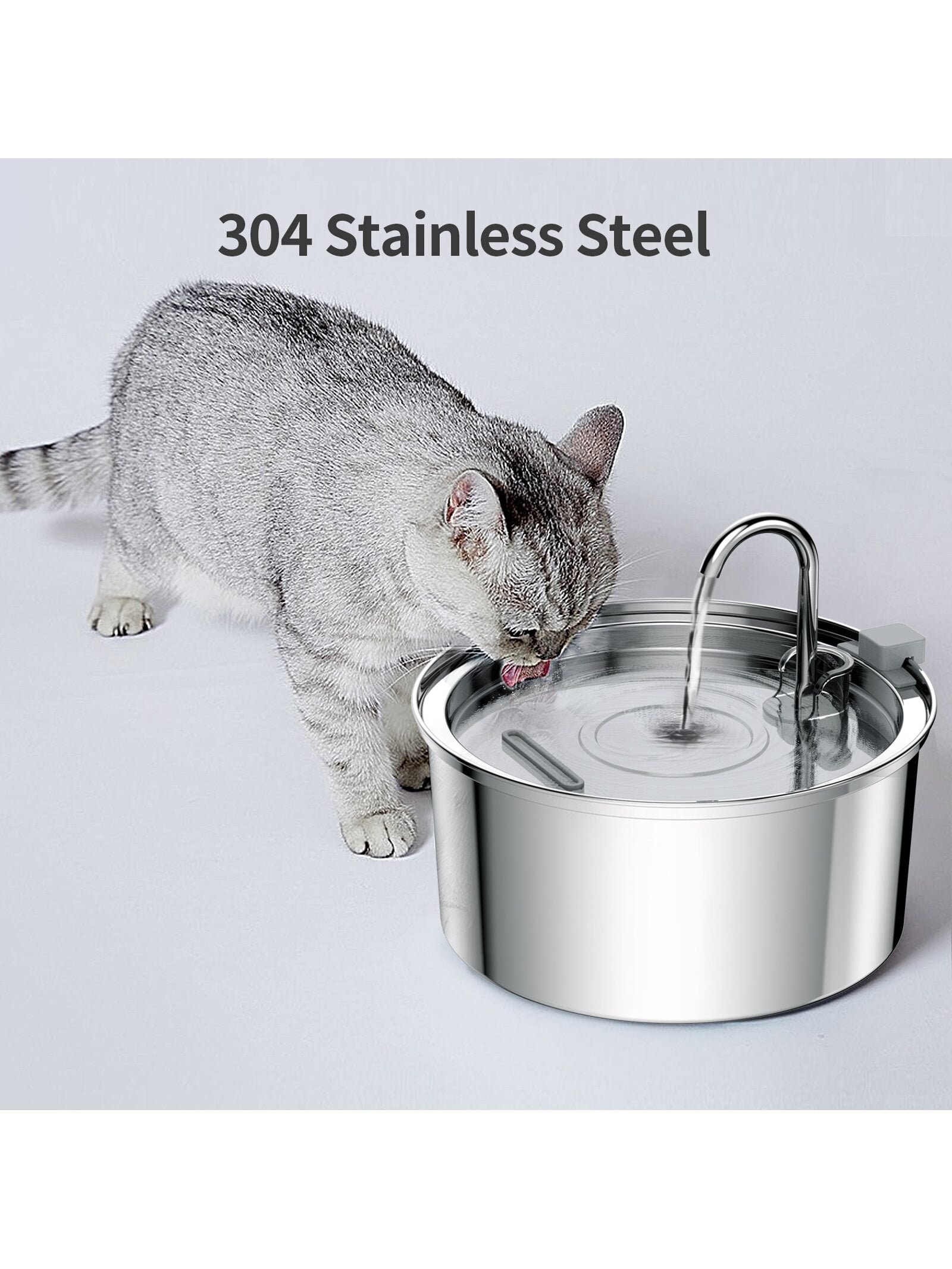 TOMXCUTE 3,0 L Fontaine Pour Chat Avec Détecteur De Mouvement, Fontaine à Eau Sans Fil Pour Chat à Piles, Sans Électricité, Avec Batterie Indépendante De 4000 Mah, Facile à Charger - Blanc