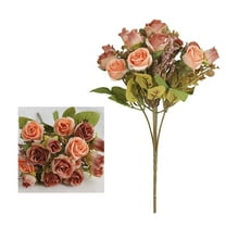 Under $10 Beautiful Artificial Silk Fake Flowers Wedding Valentines Bouquet Bridal Decor - Coffee
