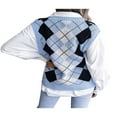 thumbnail image 5 of KEINXS Womens Argyle Plaid Sweater Vest Y2K Knitwear V Neck Sleeveless Crop Tops Outwear Coat Gray S, 5 of 6