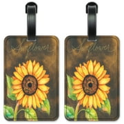 Sunflower - Luggage ID Tags / Suitcase Identification Cards - Set of 2