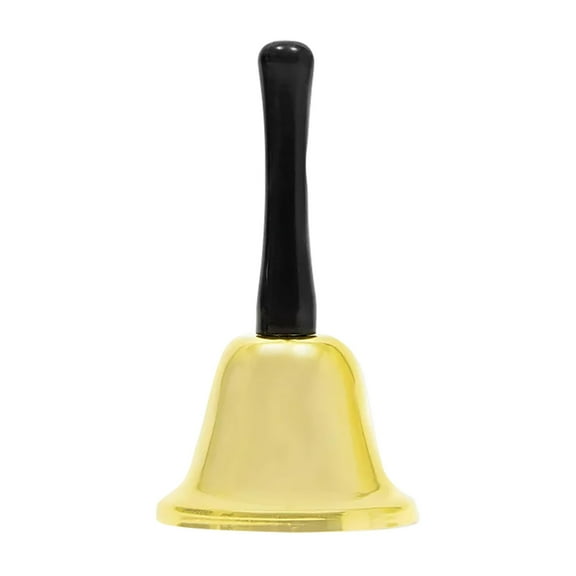 BJBSJSZ Hand Bell, Gold Steel Bell, Ringing Bell with Plastic Handle, Dinner Bells for Inside Classroom Bell, for Food Line, Alarm, Jingles, Ringing, Christmas Toy