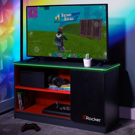 X Rocker - Carbon-Tek Gaming TV Stand with LED - Black