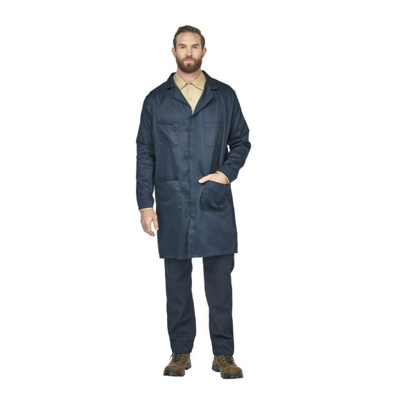 Bulwark FR mens Fr Concealed Snap-front medical lab coats, Navy, X-Large US