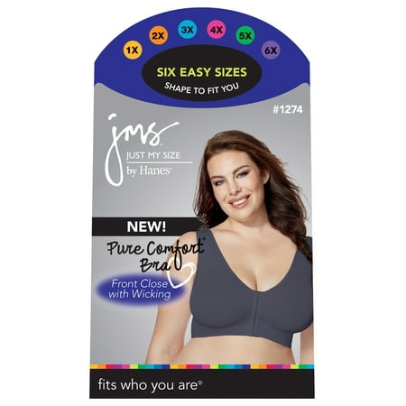 Just My Size Women S Plus Size Pure Comfort Front Close Wirefree