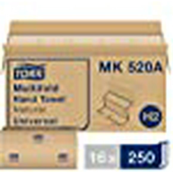 Tork Universel MK520A Serviette à Main en Papier à Plis Multiples, 1 Pli, Largeur de 9,5 Po x Longueur de 9,13 Po, Naturel, (Boîte de 16 Packs, 250 par Pack, 4000 Serviettes)