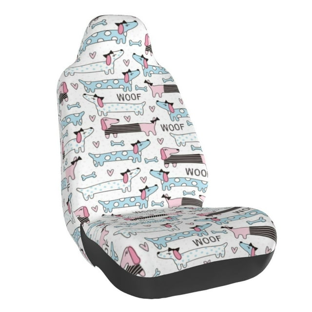 Wukai Dachshund Dog Puppy Full Set Car Seat Covers with Soft Padding Universal Auto Front Seats Protector and Cushion Mat
