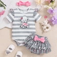 thumbnail image 2 of Baby Girl Clothes Infant Newborn Girl Outfits Summer Clothes Romper Short Grey 3-6 Months, 2 of 7