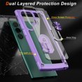 thumbnail image 4 of Dteck for Samsung S24 Ultra Case, Shockproof Crystal Clear Anti-Yellow Heavy Duty Acrylic Protective Phone Case with Magnetic Kickstand Cover, Purple, 4 of 7