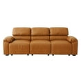 thumbnail image 4 of LEISLAND 95” Modular Couch Sofa. 3 Seater Couch, Leather Sectional Couch Oversized Sofa With Deep Seat&tufted Back,Pillow Top Armrest Solid Wood Frame(brown), 4 of 8