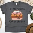 thumbnail image 1 of Funny Nurse Graphic T-Shirt with Syringe and Stethoscope Design, Dark Heather, Size M, 1 of 6