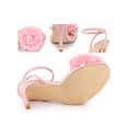 thumbnail image 2 of BLISSFUL STEP Flower Open Toe Slingback Stiletto Heels Ankle Strap Sandals for Women Bling Pink 6, 2 of 6