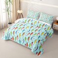 thumbnail image 3 of Erosebridal Cute Pike Fish Quilt King for Boys Girls, Cyan Cartoon King Coverlet Set, 3 Pieces, 3 of 7