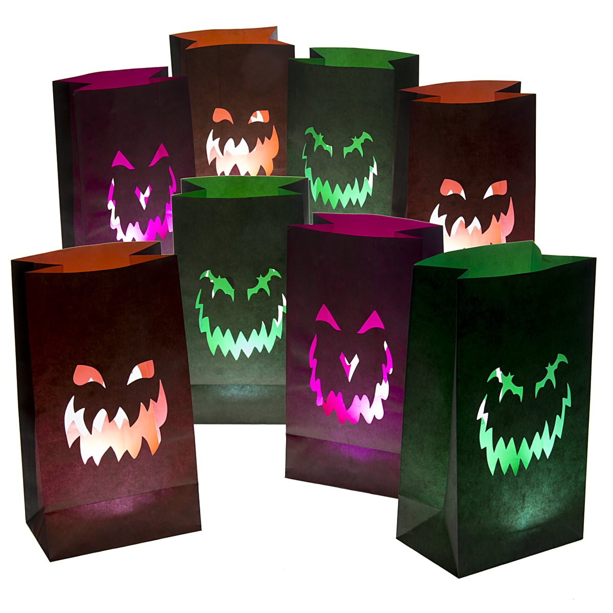 Halloween LED Lamp Light Portable Paper Lantern Bat Pumpkin Skull Hanging Supply 