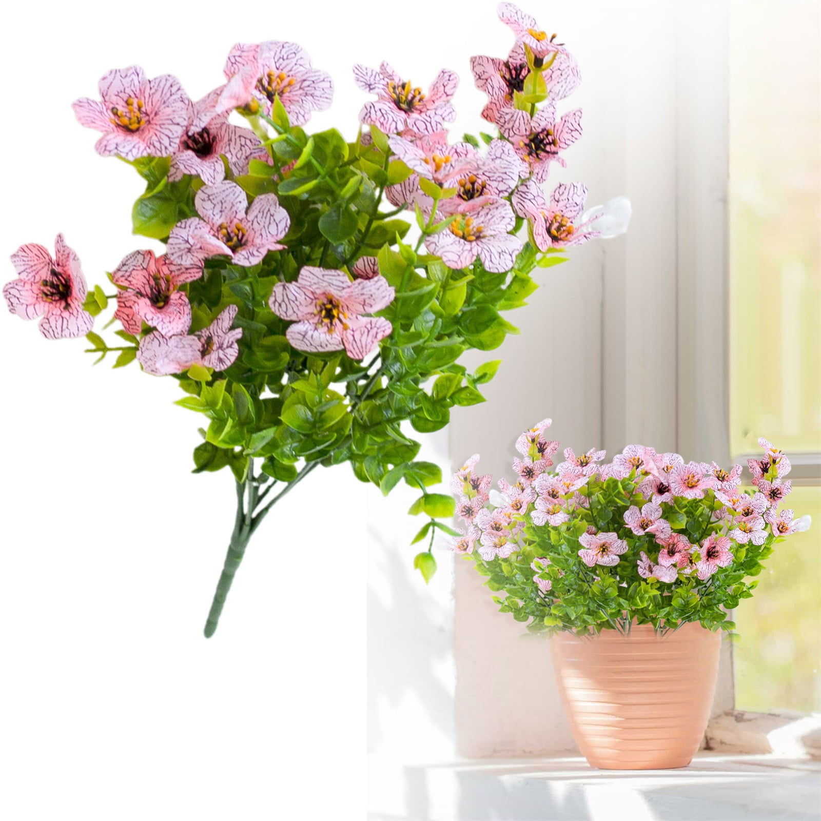 SSNTSY 13.8" Artificial Flowers for Outdoor, Faux Flower Plants, UV Resistant Spring Decoration, No Fade Faux Plants, Fake Colored Flower for Outside Porch Patio Home Yard Garden Planters Pots