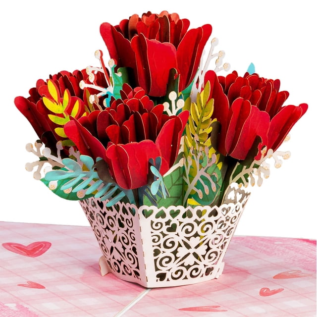 Paper Love Tarjeta Emergente Con Rosas Encantadoras En 3D, Regalo Para Cumpleaños, Aniversario De Boda, Gracias, Te Mejores En Todas Las Ocasiones O Simplemente Porque Sí, Cubierta De 5 X 7 Pulgadas,