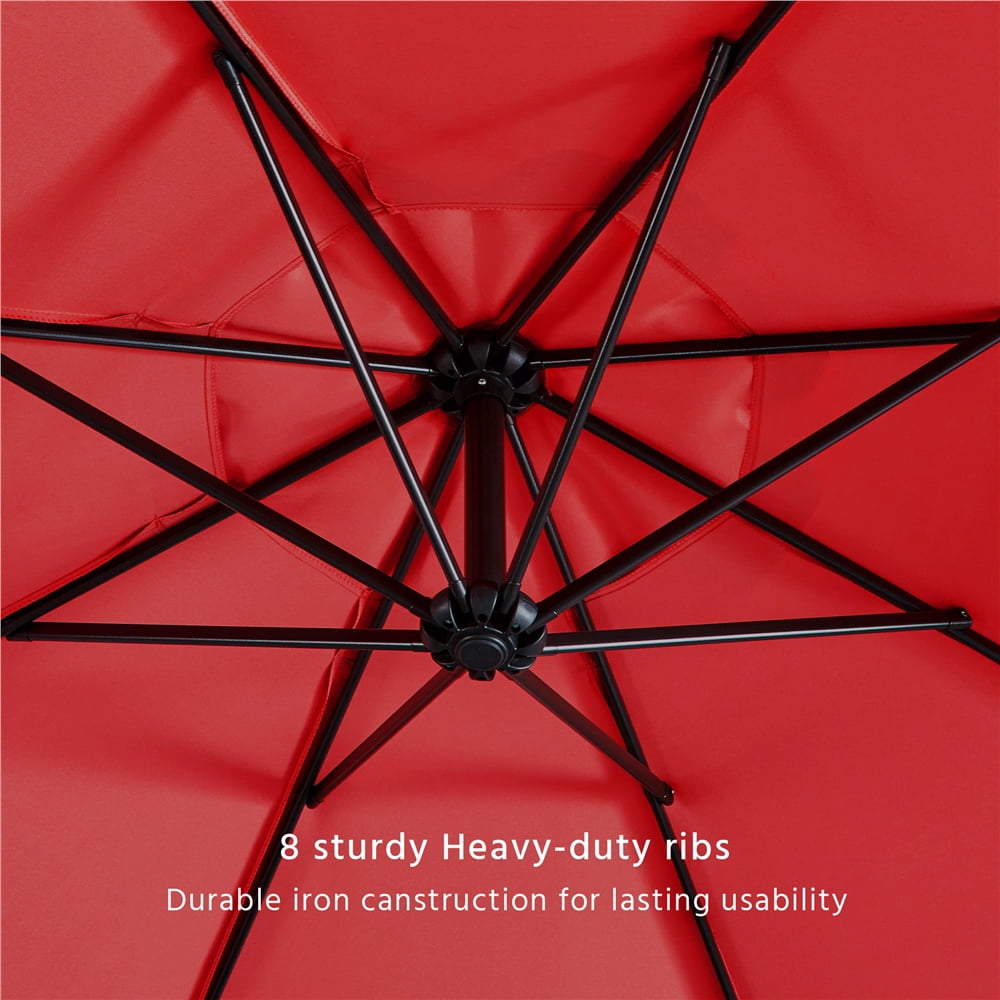 Alden Design 10 Foot Offset Cantilever Patio Umbrella with Crank, Red