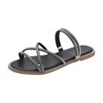 thumbnail image 2 of Women's Glitter Rhinestone Flat Criss Cross Strappy Open Toe Sandals On Slippers, 2 of 2