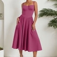 thumbnail image 2 of Xijirk Dresses for Women,Retro Casual Dress Bohemian Style Strappy Long Maxi Dress for Elegant Outings Everyday Wear Comfortable,Womens Dresses,XL,Hot Pink, 2 of 6