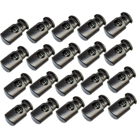 30Pcs Black Cord Locks, Stop Plastic End Single Hole Spring Loaded Toggle Clamp Slider Draw String Stopper Clips Clothing Sewing Cinch Tight Bag Climbing