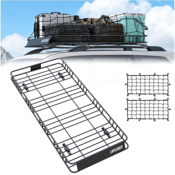 500LBS 84" Extension SUV Roof Rack Top Basket Car Top Luggage Carrier Adjustable