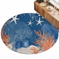 thumbnail image 2 of Round Area Rugs 5Ft, Orange Navy Blue Coral Non-Slip Washable Circle Rugs Carpet, Summer Beach Coastal Ocean Starfish Indoor Outdoor Rug Floor Mats Throw Runner for Bedroom Living Room Bathroom, 2 of 8