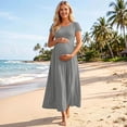 thumbnail image 7 of Gfyviroh Women's Maternity Maxi T-Shirt Dress Short Sleeve Soft Casual Plain Dress Comfy Plus Size Pregnancy A-Line Dress, 7 of 7