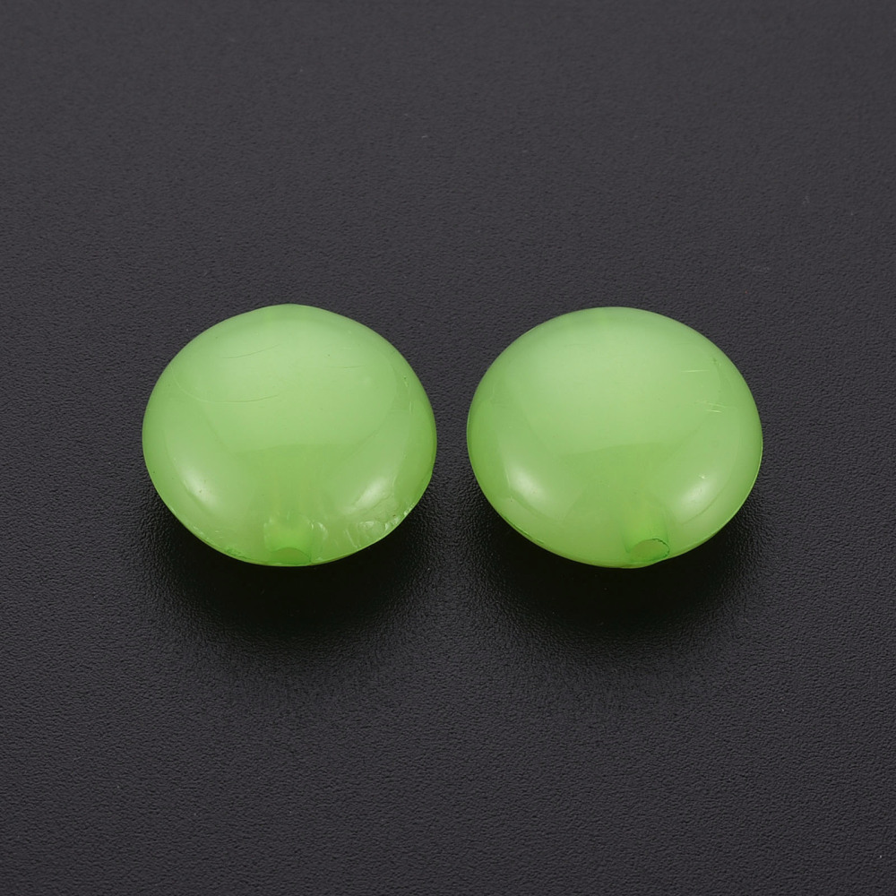 Imitation Jelly Acrylic Beads Flat Round Light Green 17x9.5mm Hole: 2mm 316pcs/500g