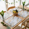 thumbnail image 5 of Gray Marble Placemats Set of 2, Abstract Art Yellow Crack Washable Wipeable Table Mats for Dining Tables, Indoor Outdoor Kitchen Place Mats for Holiday Party Table Decor, 5 of 9