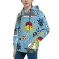 thumbnail image 2 of Rateoe Pirate Marine Animals Pattern Boys Hoodie, Youth Pullover Hooded Sweatshirt, Kangaroo Pocket Hoodie for Kids-Small, 2 of 6