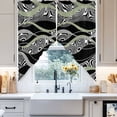 thumbnail image 2 of Swag Curtain Valances Abstract Lines Swag Valances for Kitchen Windows Sage Green Black Geometric Short Topper Curtains Valance Tier Pair for Kitchen Bedroom Living Room Bathroom 28"x36", 2 of 8