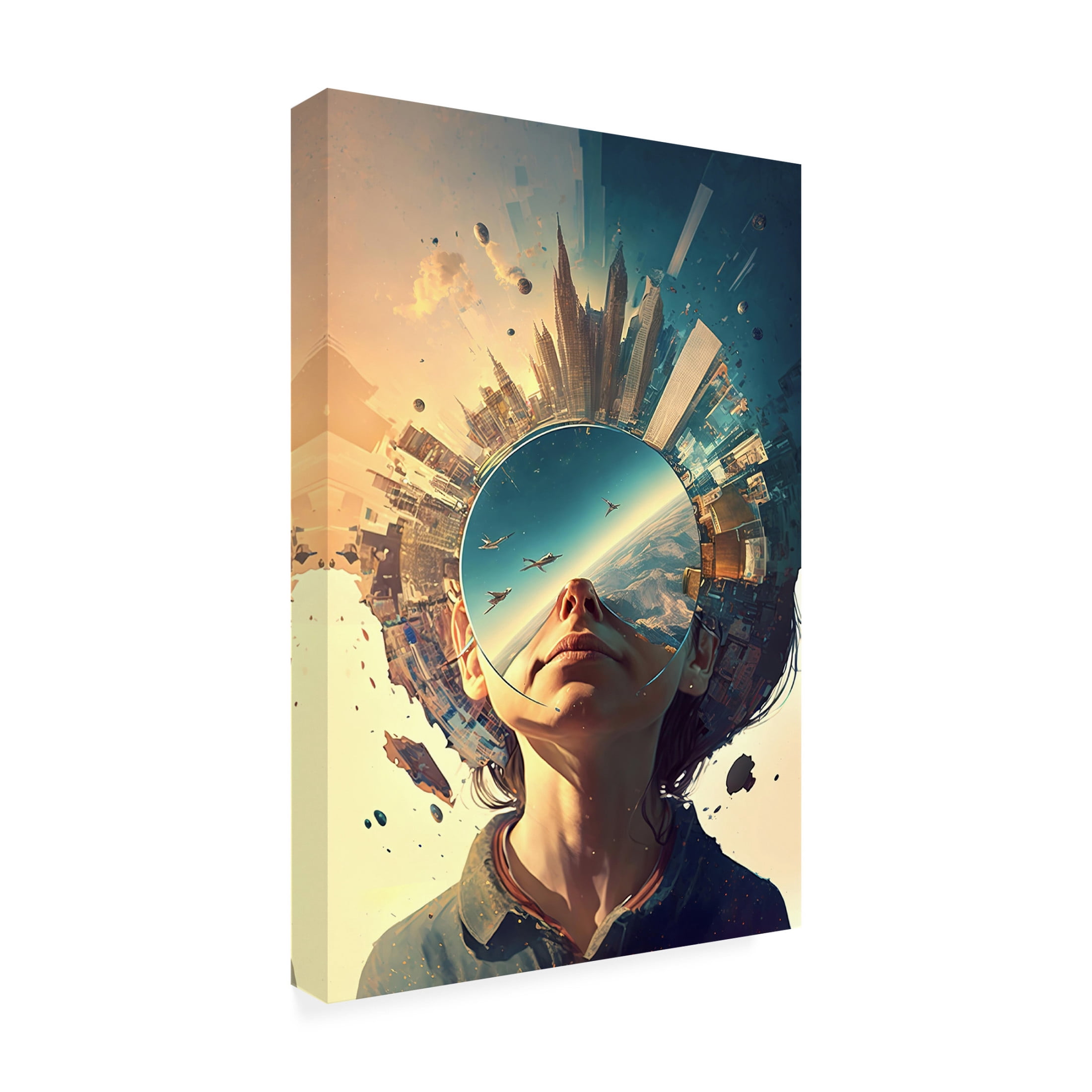 Canvas Wall Art - Ray Heere 'Surrealistic Selfies 2' Wall Art for Living Room, Bedroom, or Office Décor by Trademark Fine Art - 12 x 19 Inches