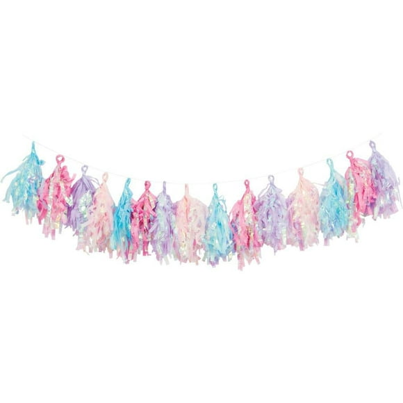 Iridescent Party Tassel Garland 8" x 72", Tassel Garland Iridescent