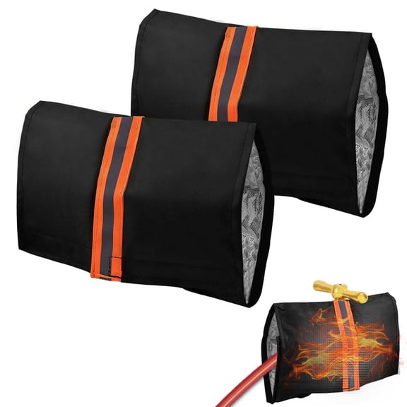 2PCS Upgrated Outdoor Faucet Cover for Winter Freeze Protection Frost Proof Insulated  Miser Waterproof Water Faucet Insulation Wrap with Reflective Strip