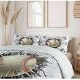 thumbnail image 6 of Ambesonne Sports Duvet Cover Sets, Baseball Wall Concrete, 2-Queen, Ivory Pale Grey Orange, 6 of 7