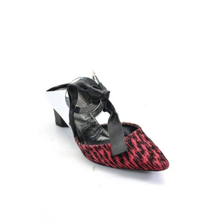 

Pre-owned|Proenza Schouler Womens Knitted Leather Grommet Block Heel Mules Red Size 36