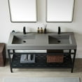 thumbnail image 3 of Vinnova Ablitas Composite Granite Stone Vessel Bathroom Vanity Sink 59.8"x19.7"DoubleSink - Grey, 3 of 5