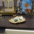 thumbnail image 5 of Plato de joyería de metal, organizador de joyas con soporte de anillo en forma de hoja pequeña, bandeja de tocador para aparador, regalos de cumpleaños y bodas, 5 of 5