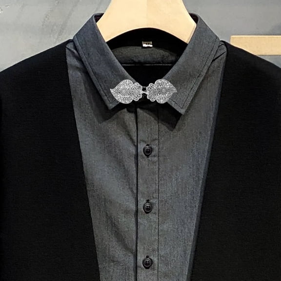 GOOHOCHY  4 PCS Cardigan Clips to Hold Sweater Together Cloak Clasp Silver