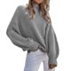 thumbnail image 3 of Gibobby suéteres de invierno de punto Suéteres de cuello para mujer de punto de manga larga Suéter Jumper Tops (Gris, L), 3 of 5
