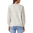 thumbnail image 3 of SUÉTER DE MUJER INSPIRE CHIC Cuello en V Tejido de Ganchillo Manga Larga Suéter Top XL Gris Beige, 3 of 6