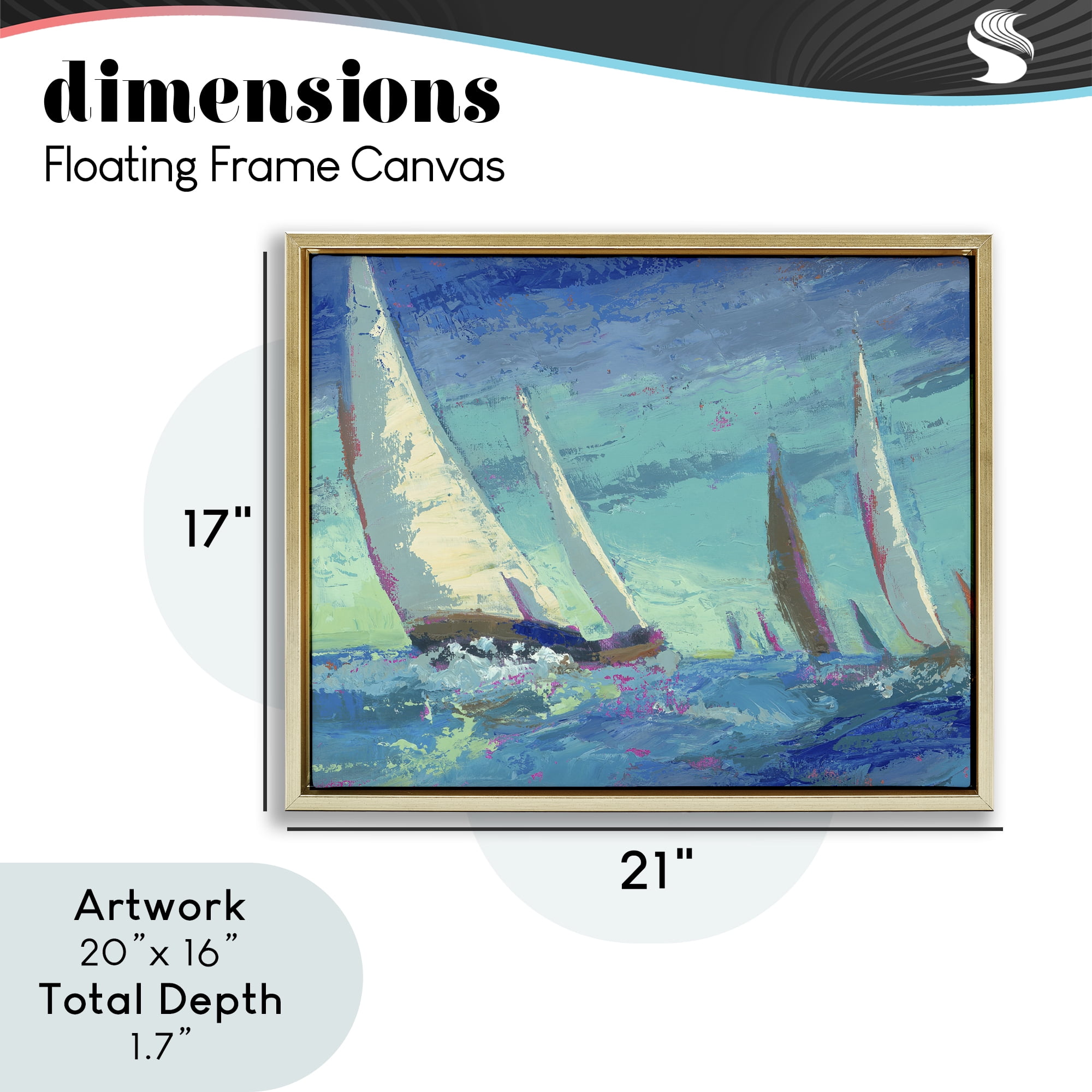 Stupell Industries Abstract Expression Regatta Gold Framed Floater Canvas Wall Art, design by Beth A. Forst