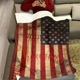 thumbnail image 3 of American Flag Blanket with Soldiers, Shaggy Stripes Throw Blanket for TV Travel Household (50x60 Inches), 3 of 5