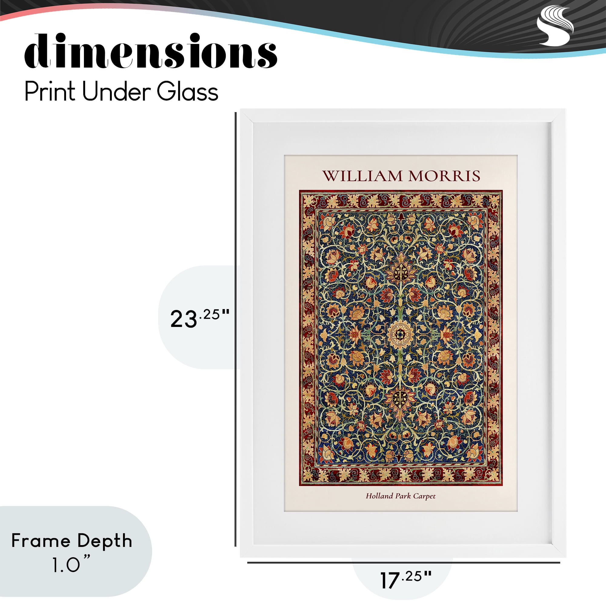 Stupell Industries Holland Park William Morris Design White Framed Print Under Glass, design by Vintage Hustle