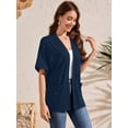 thumbnail image 5 of Demotime Women's Cardigans Open Front Short Sleeve Soft Casual Cover Up with Pockets Navy Blue L, 5 of 7